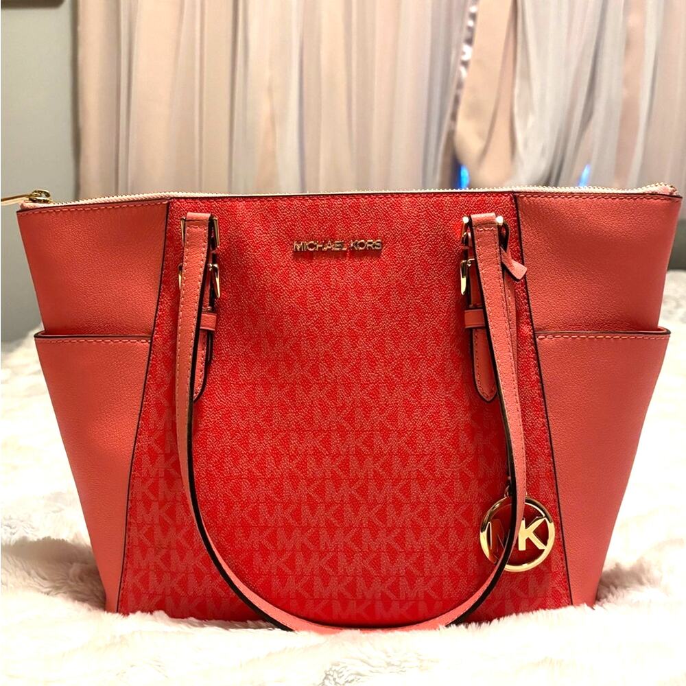 Michael Kors Marilyn Medium Saffiano Leather Tote Bag - Sorbet